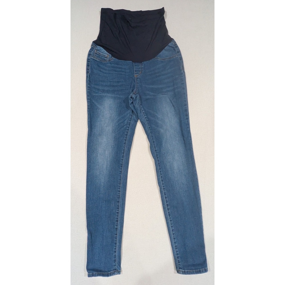 S.O.N.G. Maternity Skinny Jeans Womens Medium Blue Excellent Stretch Belly Band